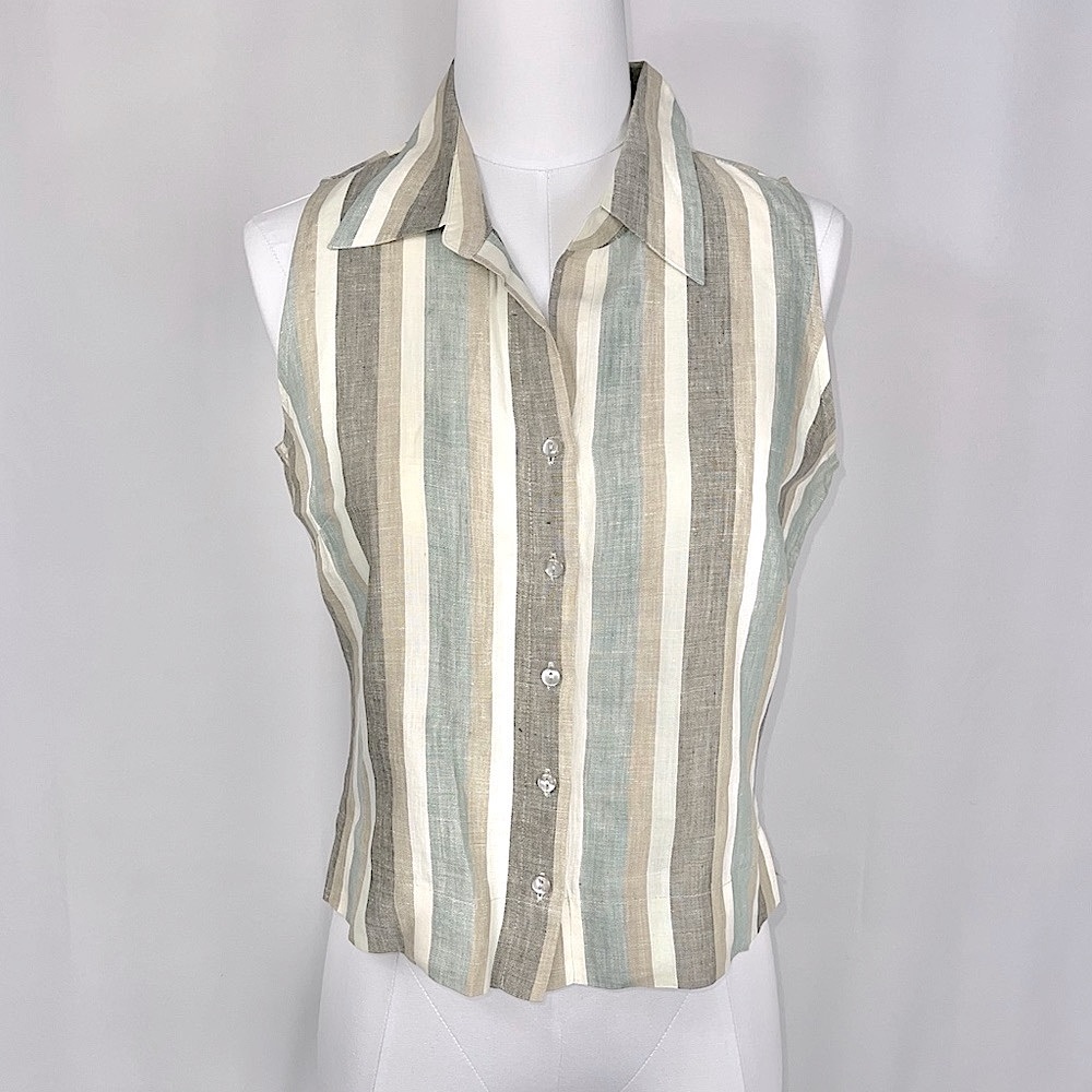 MEXX Linen Striped Buttons Down Vest Shirt
